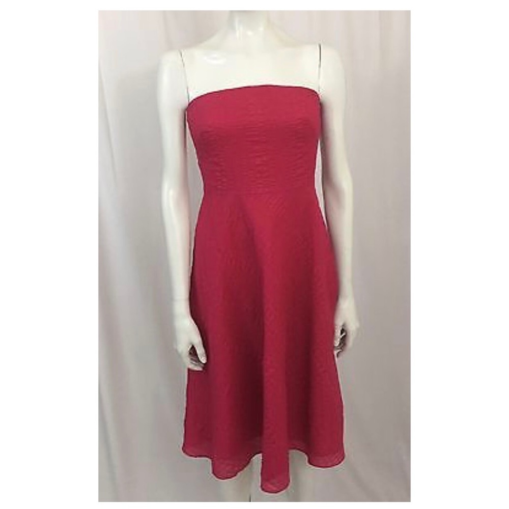 J. Crew Pink Cotton Strapless Embossed Beach Dress